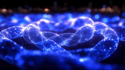 Abstract Blue Glowing Particle Wave Form