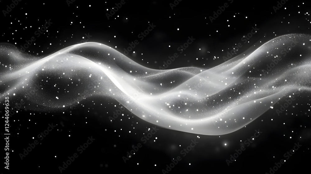 Poster ethereal cosmic wave mesmerizing swirling galactic energy flowing through the starry night sky abstr