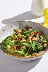 Fresh Green Salad with Cashews and Avocado in Bright, Natural Light