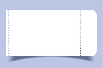White ticket mockup with frilly edges and shadows. Realistic ticket blank template. Vector EPS 10