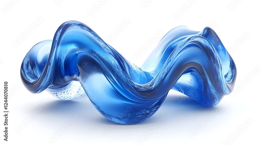 Leinwandbilder Mesmerizing abstract background featuring a dynamic and flowing blue liquid wave design  The smooth organic curves and transparent glassy texture create a captivating and ethereal visual effect