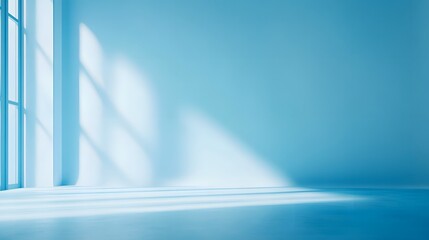 Bright Minimalist Room with Soft Shadows and Blue-Tinted Light