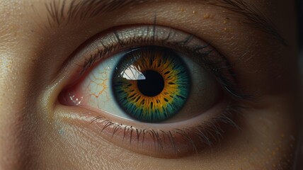 Vibrant Close-Up of a Human Eye with Detailed Iris and Natural Skin Texture