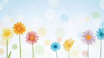 Whimsical Design of Talking Flowers in Soft Pastel Colors with Bokeh Background