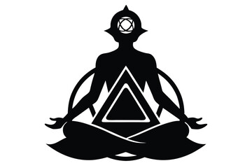 silhouette vector
illustration of A Chakra Energy icon on white background