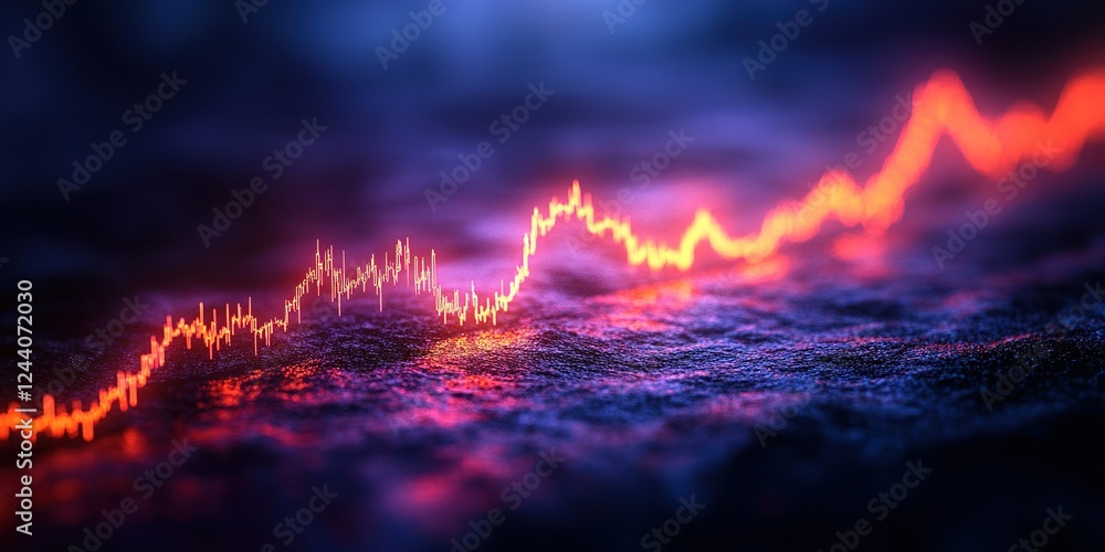 Aufkleber abstract visualization of fluctuating data trends in vibrant colors from a digital analysis perspect