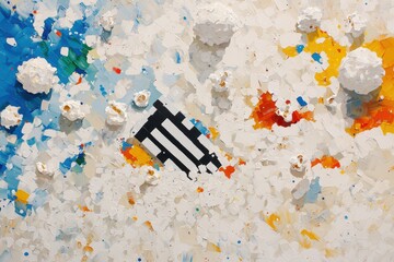 Close-Up of a Movie Clapperboard Surrounded by Colorful Abstract Elements