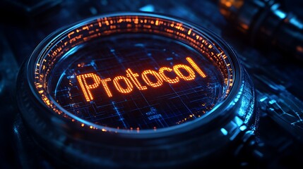 Futuristic Interface Displaying Protocol Word