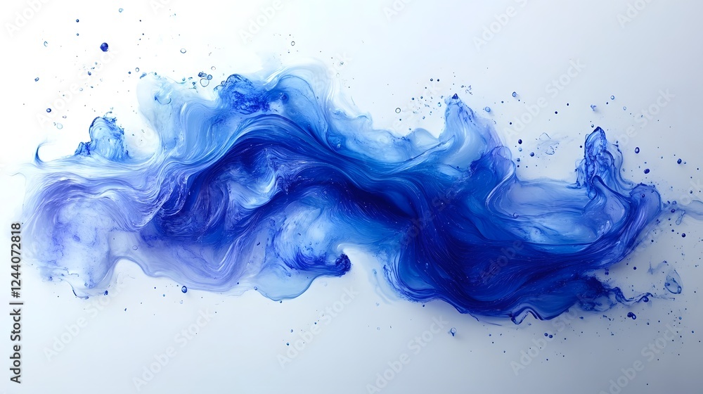 Poster Mesmerizing abstract image showcasing a dynamic fluid motion with swirling wave like blue gradients and splashing ethereal forms that create a captivating otherworldly atmosphere  This contemporary