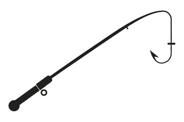 silhouette vector
illustration of A Fishing Rod icon on white background