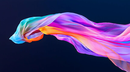 Obraz premium Colorful Flowing Fabric Against a Dark Background for Artistic Display