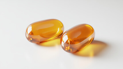 Pills. Abstract 3d illustration two capsule pills isolated on white background. Medical pharmacy, health, vitamin, antibiotic pharmaceutical, treatment concept