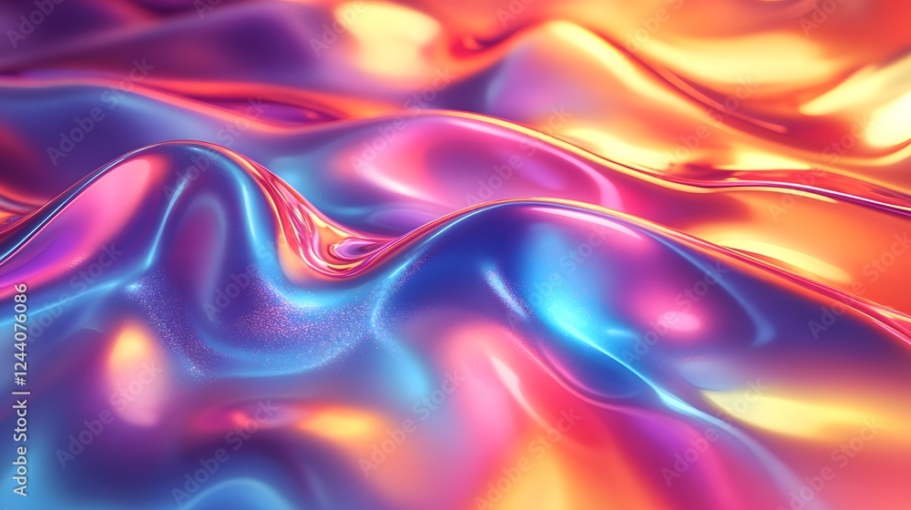 Aufkleber Mesmerizing Waves of Vibrant Digital Abstraction with Hypnotic Liquid Curves and Dimensional Patterns  Captivating flowing shapes swirling forms and prismatic colors create a surreal futuristic
