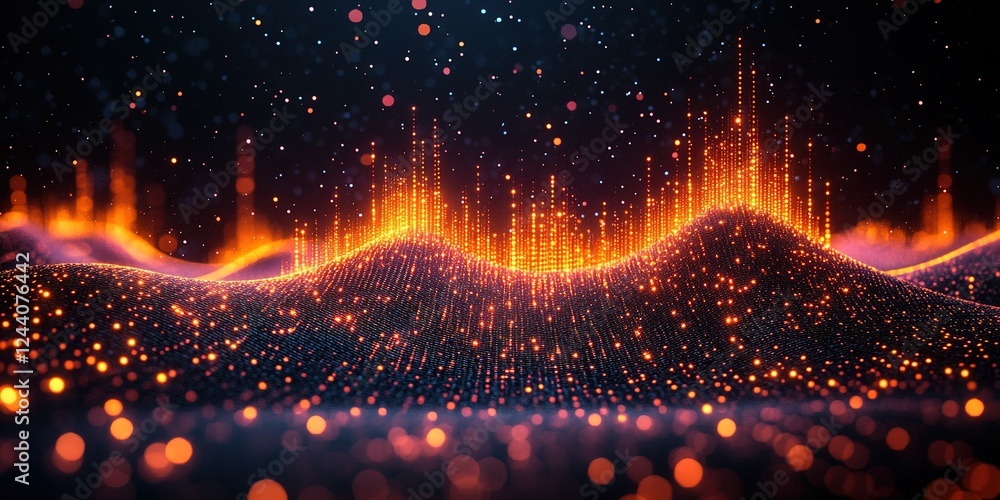 Aufkleber visual representation of sound waves in vibrant colors illuminating a dark background