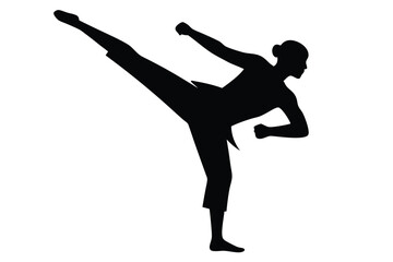silhouette vector
illustration of A Karate Kick icon on white background