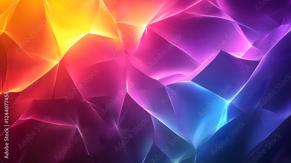 Poster Stunning abstract background featuring a dynamic and mesmerizing blend of vibrant geometric shapes luminous gradients and radiant colors  Futuristic and psychedelic in style