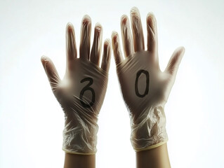 two hands in medical gloves