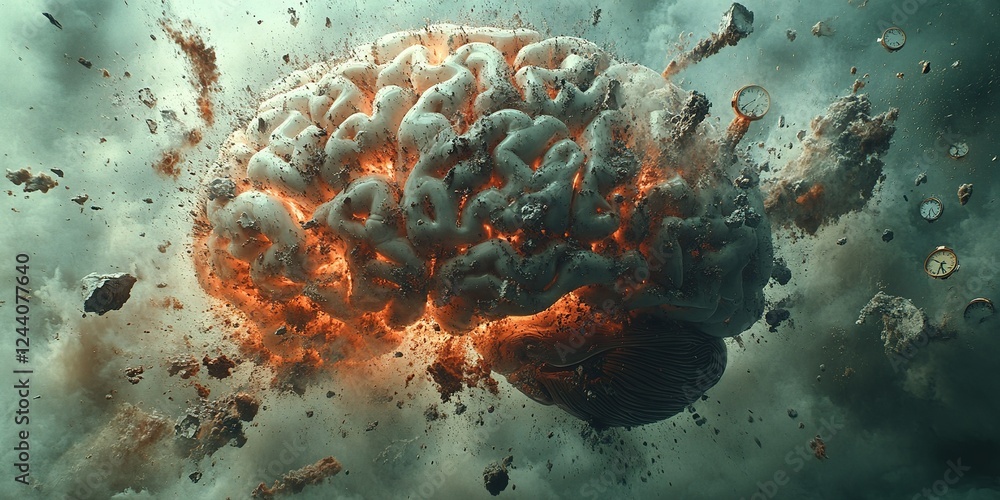 Aufkleber explosive brain imagery showcases the power of imagination and thought processes in a surreal artist