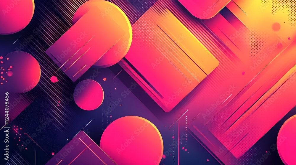 Poster Vibrant and dynamic abstract background featuring a composition of geometric shapes neon color gradients and mesmerizing cosmic inspired visuals