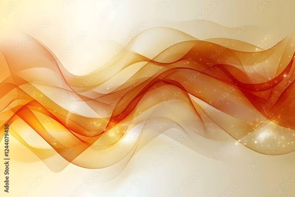 Poster an abstract wave design featuring flowing orange and golden tones, evoking warmth and fluidity. the 