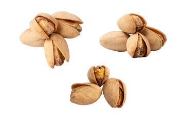 Tasty pistachios isolated on a white background.