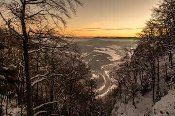 Pieniny , góry, zima, śnieg, Karpaty, mgły, Tatry, Dunajec