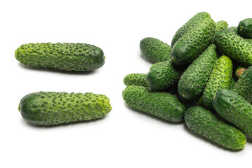 Fresh green cucomber isolated on white background.