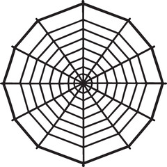 Obraz premium Spider web, black illustration, geometric shape, web design element isolated on Transparent Background