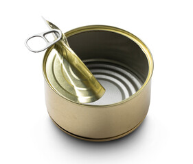 Empty tin can isolated on transparent background
