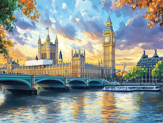 Fototapeta premium Big Ben and Houses of Parliament in London