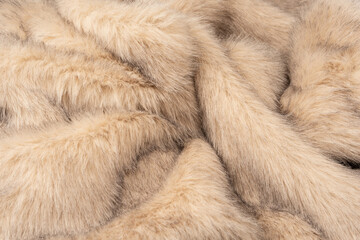 Texture of faux fur as a background, top view.