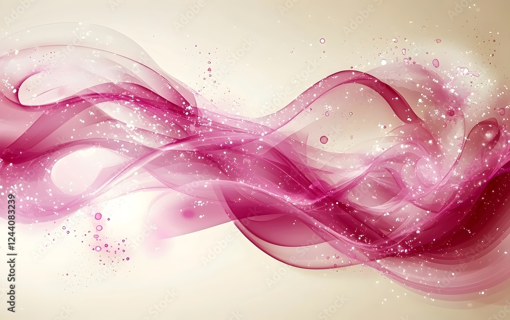 Poster an artistic representation of flowing pink and purple waves, creating a dreamy and vibrant atmospher