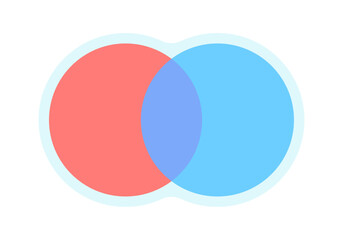 シンプルでおしゃれな重なりあった2色の丸のイラスト素材 -2つの円のベン図