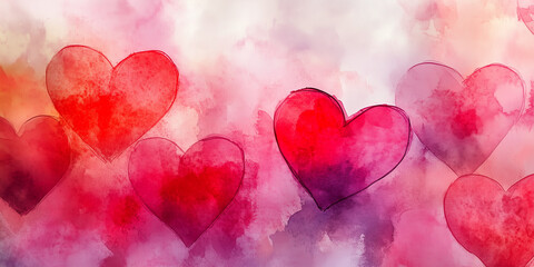 Abstract watercolor heart background. Valentine's Day background