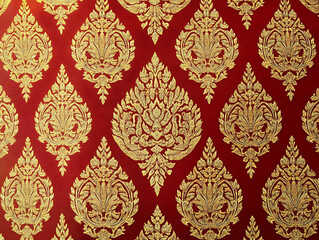 Golden ornament Thai silk fabric asian pattern background