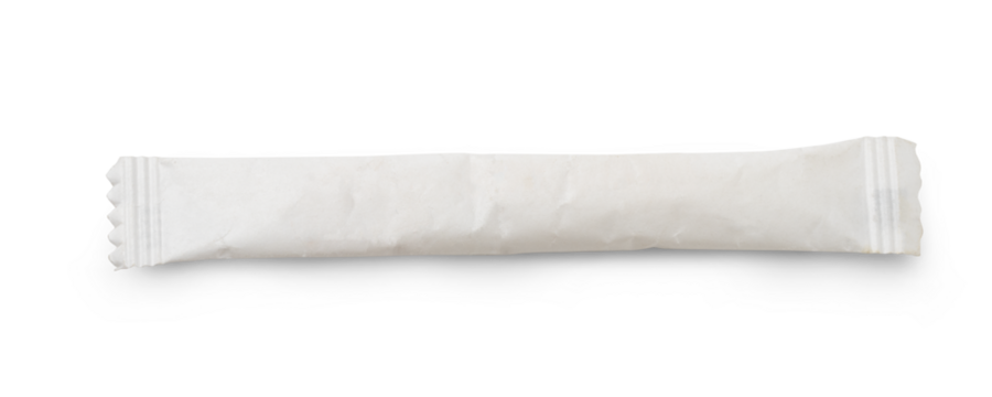 Sugar in a packet isolated on a transparent background