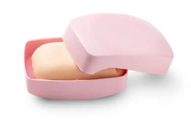 Soap in a soap dish isolated on a transparent background