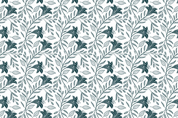 Floral and Leaf Seamless Pattern Vector Art Background