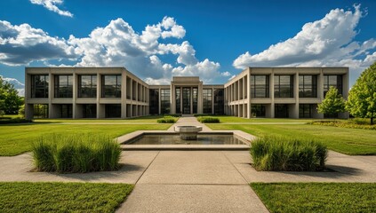 Fototapeta premium Modern Architectural Masterpiece under a Summer Sky