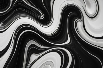 Obraz premium Abstract Black and White Marble Swirl Design with Smooth Curves and Flowing Patterns