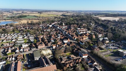 Fototapeta premium Alresford Market Town centre.Hampshire UK drone,aerial
