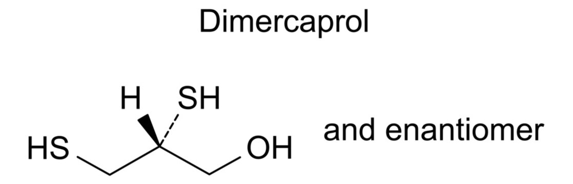 Chemical structure of dimercaprol, drug substance