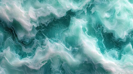 Obraz premium Abstract swirling patterns in shades of turquoise and white, evoking fluidity.