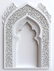 Elegant White Islamic Archway Design Intricate Patterned Arabic Architecture Background