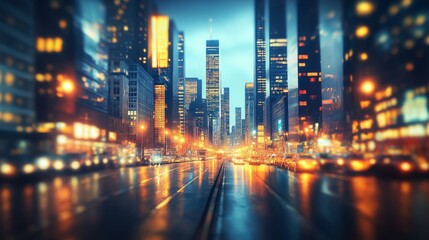 Obraz premium Blurred lights of a night city, atmospheric and modern background