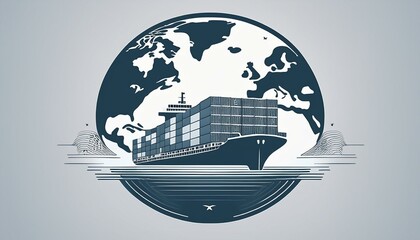 지구본과 컨테이너 배가 겹쳐진 모습, 물류와 국제 무역을 강조