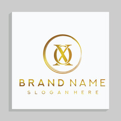 XO  letter mark and branding golden colour logo design with a leaf. And your best choice.