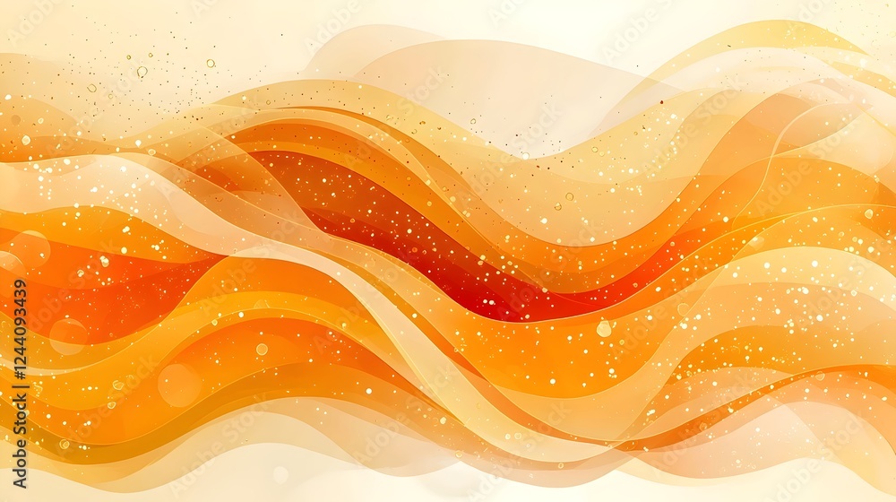 Poster an abstract wave pattern featuring a gradient of warm orange hues with soft curves and a fluid desig