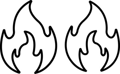 Fire sign set. collection of Fire flame icon . Fire flame symbol. Bonfire silhouette logotype. Flames symbols line style - stock vector. Simple icon, Web site page 