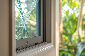 Obraz premium Glass break sensor integrated into window enhances security in residential areas